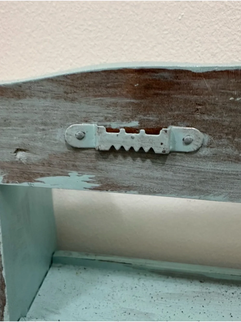Light Blue Distressed Wooden Wall Shelf for Spices, Oils, Nicknack Collectables